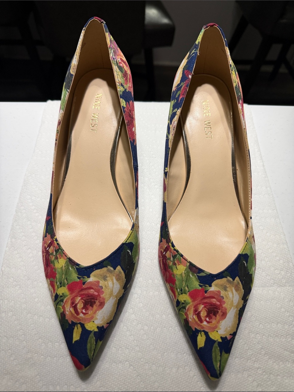 Nine West Navy Floral Pointed-Toe Pumps